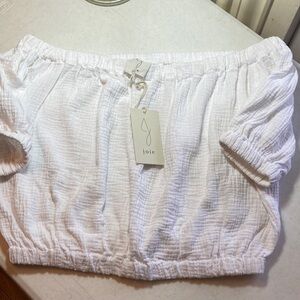 Joie White Boho Off-Shoulder Balloon Sleeve Top